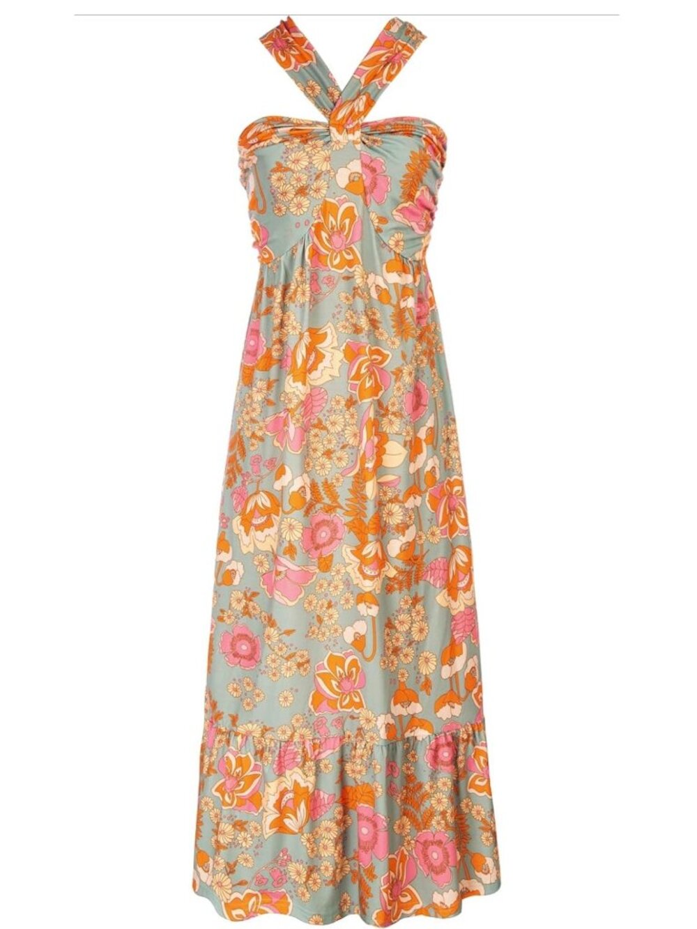 Women's Size Medium Grace Karin Floral Halter Boho Maxi Dress, NWOT